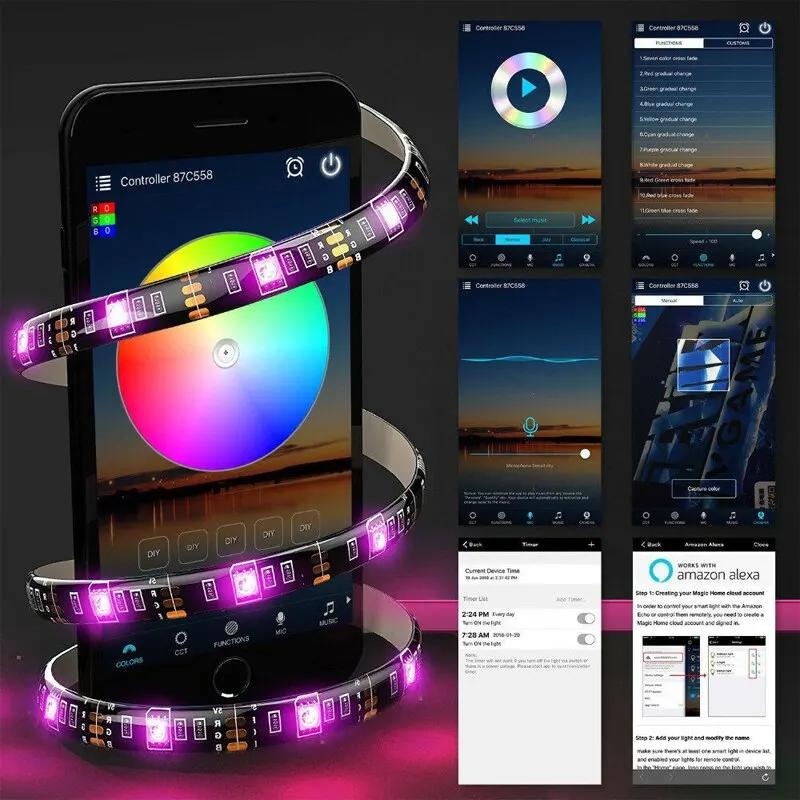 5050 RGB Hintergrund-Atmosphärenlichtstreifen Farbe Bluetooth 5V Lichtset TV Nachttisch Bar Atmosphärenlicht Beleuchtung Dekoration