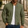 Mens Suede Jacket Stand Collar Zip-up Business Casual Solid Color Slim Fit