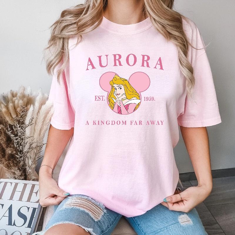 

2025-26 Summer Princess Ladies 100%cotton printed T-shirt Harajuku Cartoon Girl Tees Loose BreathableLeisureShort sleeves S