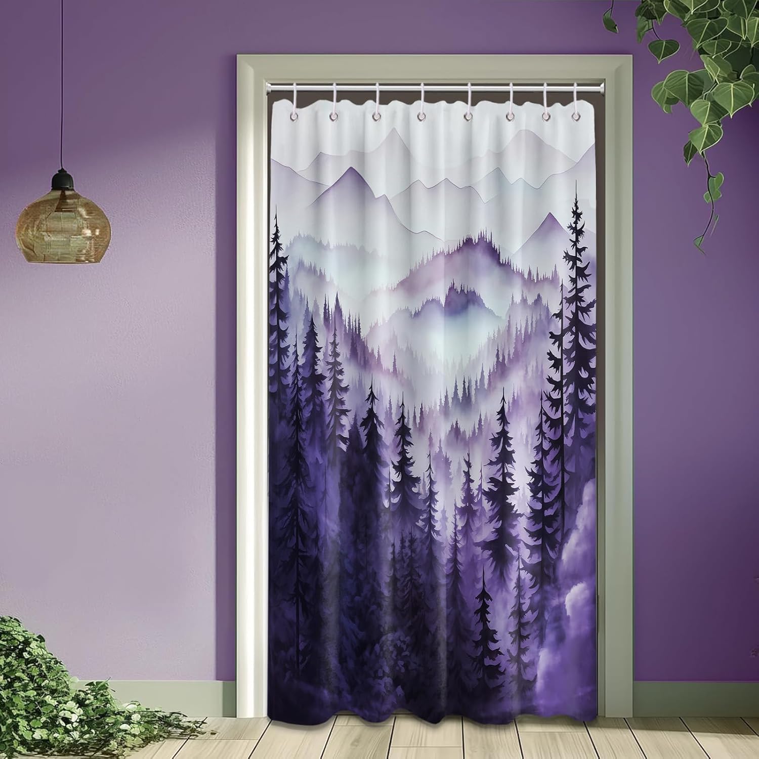 

Занавеска для душа Горный лес, Деревенский лесной сосновый пейзаж Занавеска для ванны Декор для мужской ванной комнаты, Водонепроницаемый полиэстер 90X180cm