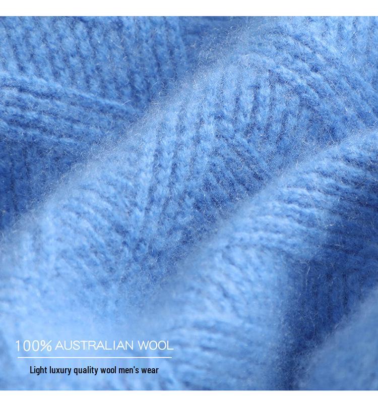 Men's Autumn/Winter Wool Jacquard Sweater, Hong Kong Style, Long Sleeve, Casual Korean Crew Neck, Plus Size Youth Pullover