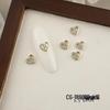 Luxurious Zircon Four-Leaf Clover Nail Art: White K Gold Heart Accessories