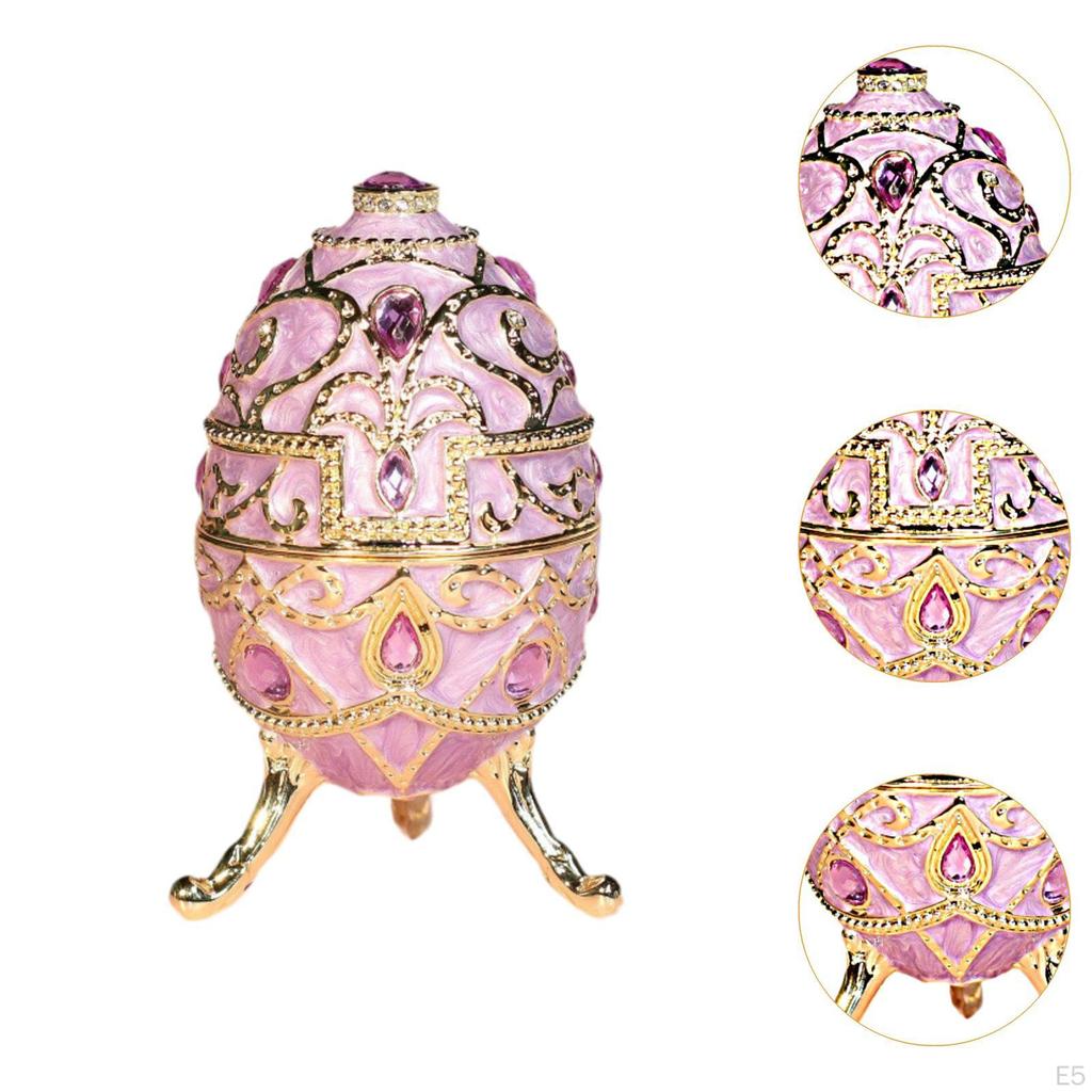 Enameled Jewelry Box Display Ornament Easter Decor Egg Style for Pendants
