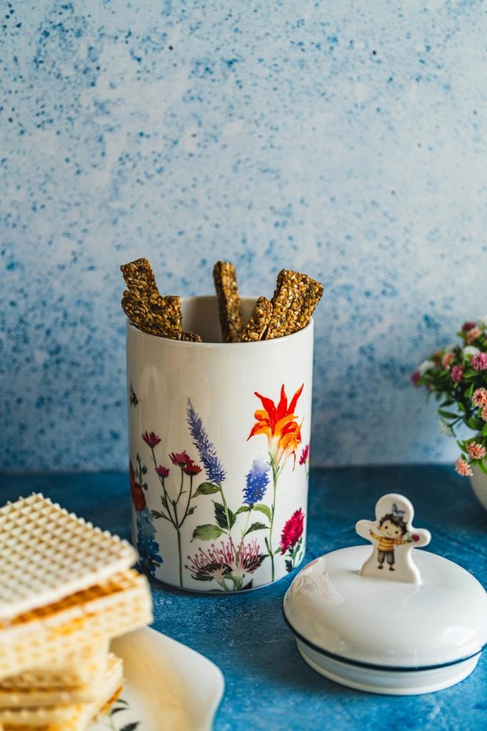 Ceramic Jar Container For Food Storage 1.25L Pan Flower