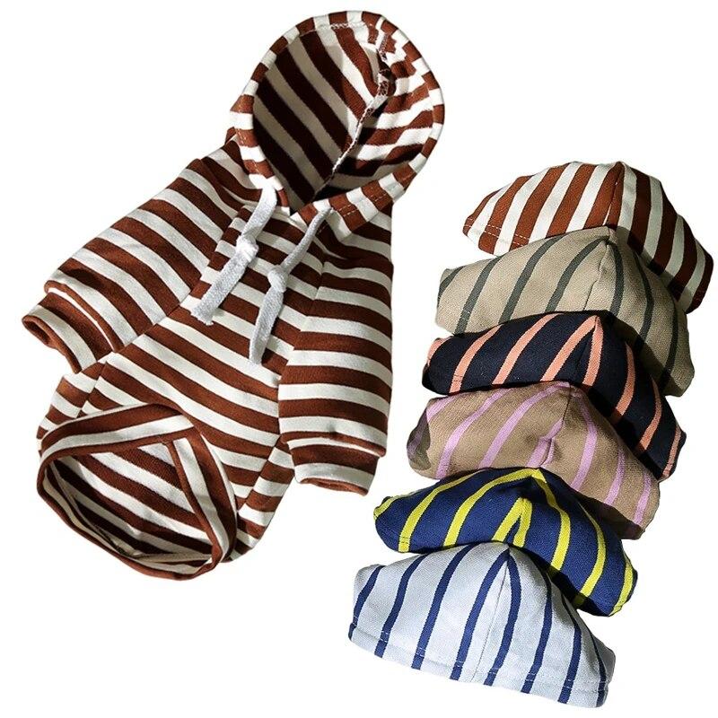 Winter Dog Clothes for Small Medium Dogs Striped  Hoodie Pet Puppy Cat Sweatshirt Schnauzer Coat Chihuahua French Bulldog Outfit