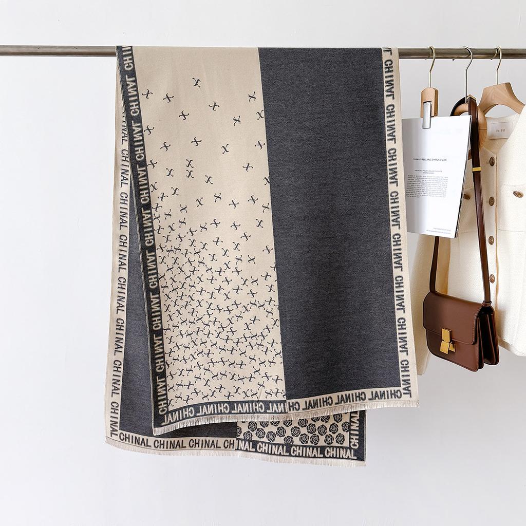 Luxury Korean Fashion Winter Cashmere Pashmina Shawl Lady Wrap Warm Autumn Scarves Design Print Female Foulard Stoles Scarf