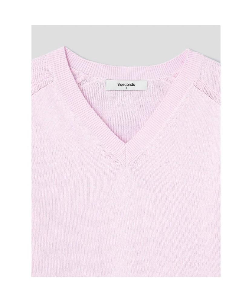 8SECONDS V-Neck Long Sleeve Pullover Light Pink
