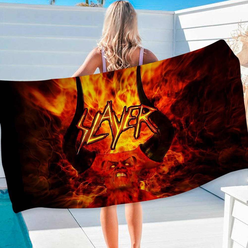 Slayer Heavy Metal Band Music Bath Towel Microfiber Soft Water Absorbing Breathable For Girl Kids Decorative Cartoon