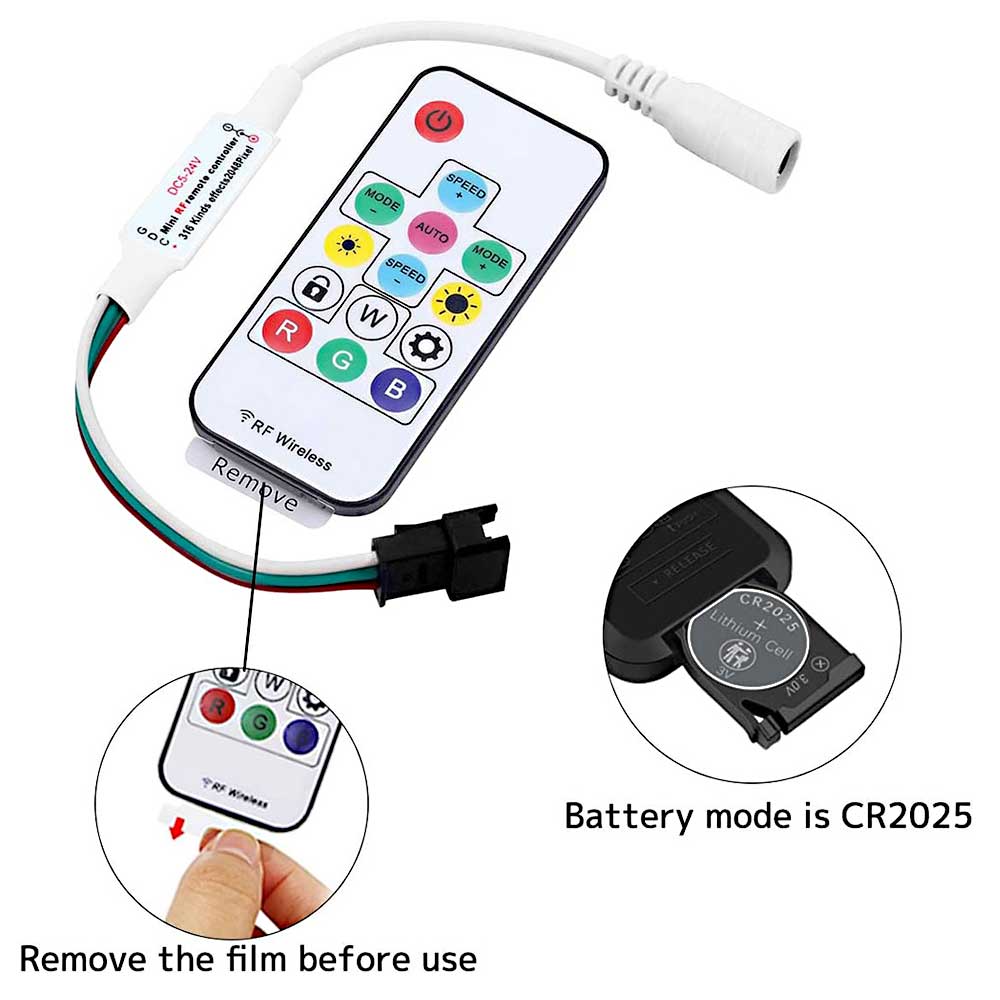 WS2812B WS2811 5050 RGB Led Strip Light Controller 14Keys RF Remote Control  DC5-24V