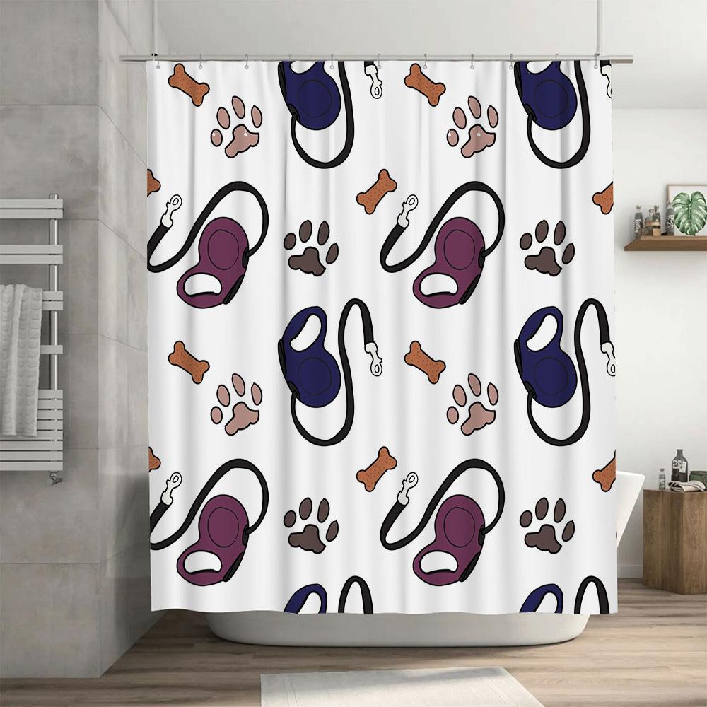 Decorate Your Home with StyleModern Printed Shower Curtains featuring Pet Paw Prints in Purple Blue for Bathrooms Water-Resistan