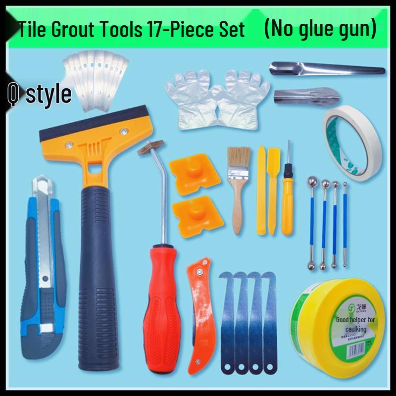 Grout Tool Kit: Complete Tile Floor Seam Cleaning with Spatula & Glue Gun