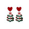 Christmas Tree Cartoon Gift Socks Contrasting Color Relief Printed Earrings Three-Dimensional Cartoon Holiday Earrings
