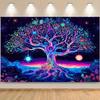 VIKAMA psychedelic neon tree of life tapestry bedroom living room bohemian home decoration party wall decoration