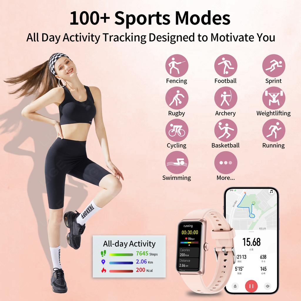 Women Smart Band Men Watch 1.47 Inch Full Touch Heart Rate Sport Fitness Smartwatch New Call Reminder Ladies Bracelet