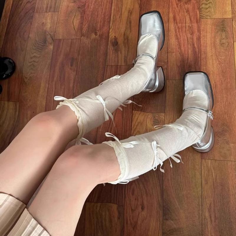 1/2/3 Pair Punk Women Calf Tie Leg Cover Socks Ballet Strappy Calf Socks Thin Stocking Y2K Lolita Gothic Japanese Jk Club Cospla