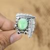 925 Silver Heart Chakra Oval Natural Chrysoprase Promise Trendy New Ring Jewelry