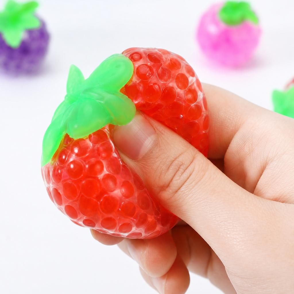 Fruit Shaped Bead Filled Stress Relief Toy Squeeze Sensory Toy for Hand Exercise and Relaxation Random Style Provided