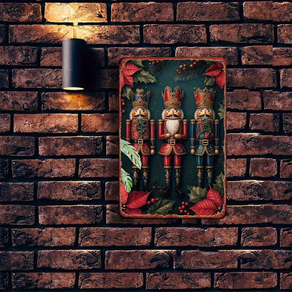 Christmas Nutcracker Tin Wall Art Decoration - For Bedroom/Bar/Garage/Garden, Holiday Art, Bar Owner Gift