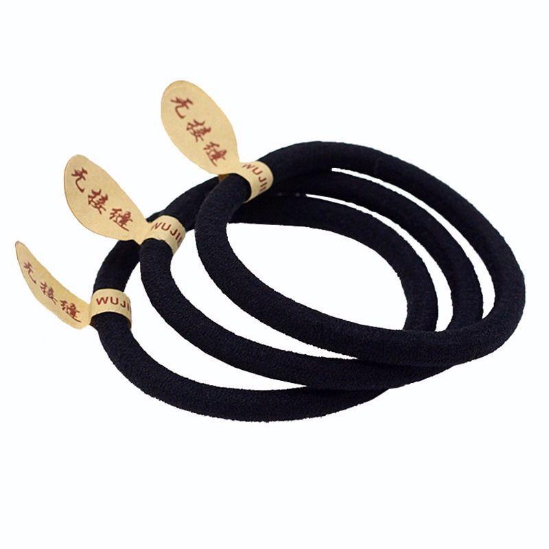 Korean Style Women's Black Hair Tie - High Elasticity Rubber Band for Ponytails