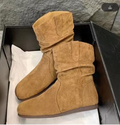 Women's Fashion Suede Boots Outdoor Casual Flat Boots Comfortable Soft Bottom Short Ankle Boots