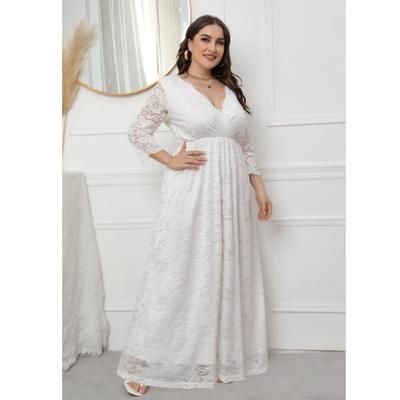 Summer Plus Size 5xl European And American Bohemian Lace  V-neck Women Dresses