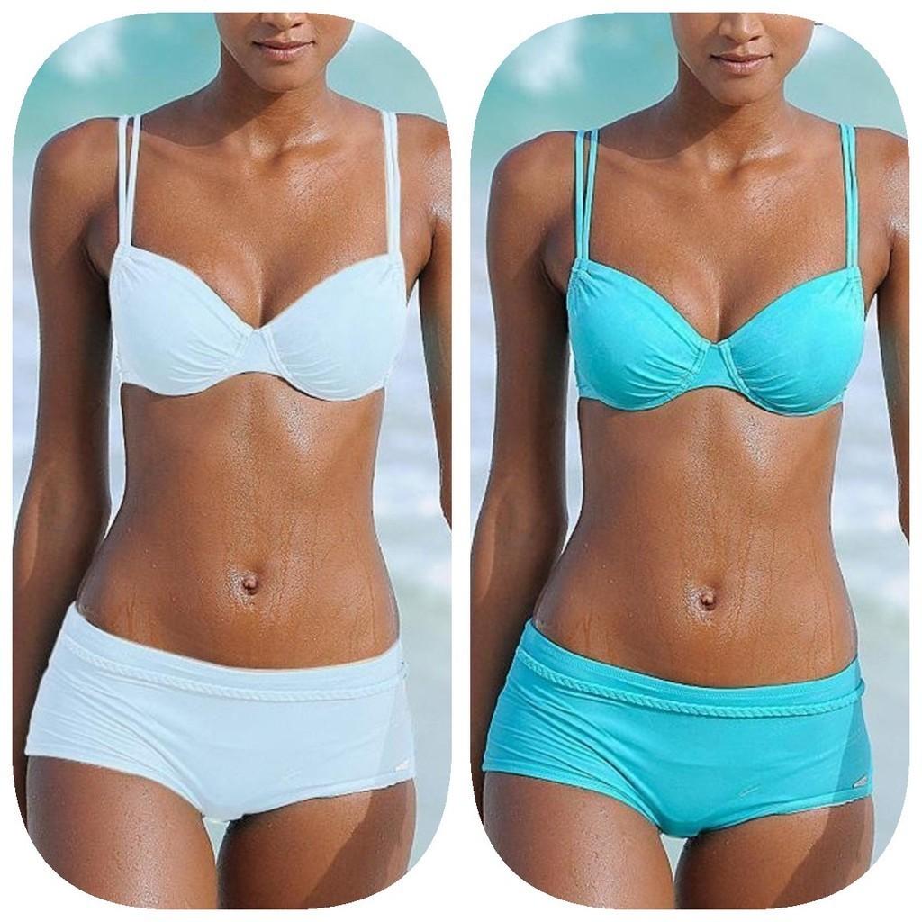 Elegant Solid Color Bikini For Women Sexy Backless Swimsuit With Underwire