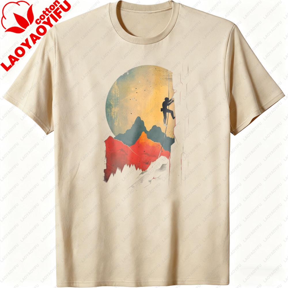 Mountain Climbing Adventure Sunset Landscape Outdoor Sport Gift Top Men TShirt Summer Casual Fashion Short Sleeve Tees