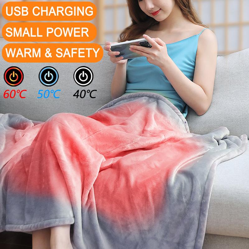 Usb Heated Warm Shawl Electric Heated Plush Blanket Heated Shawl Coral Flannel Heated Blanket Winter Cold Protection Body Warmer