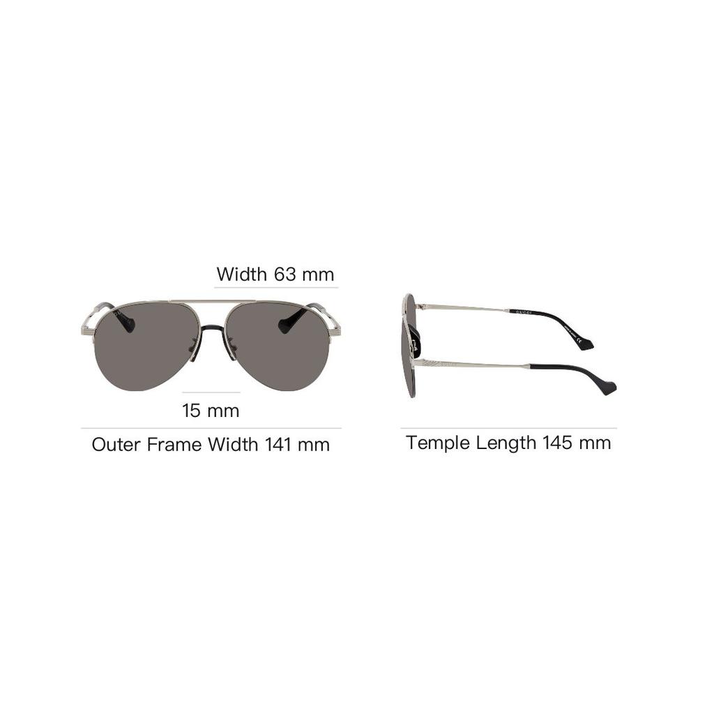 Gucci Logo Pilot Sunglasses Women sunglasses Silver GG0742S00158