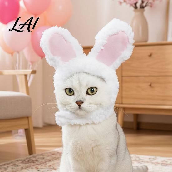 Cute Bunny Costume for Dogs Ears Cat Hat Pet Soft Plush Hat Comfortable Photo Prop with Rabbit Cats Small Party Fun Photos Adjustable Elastic