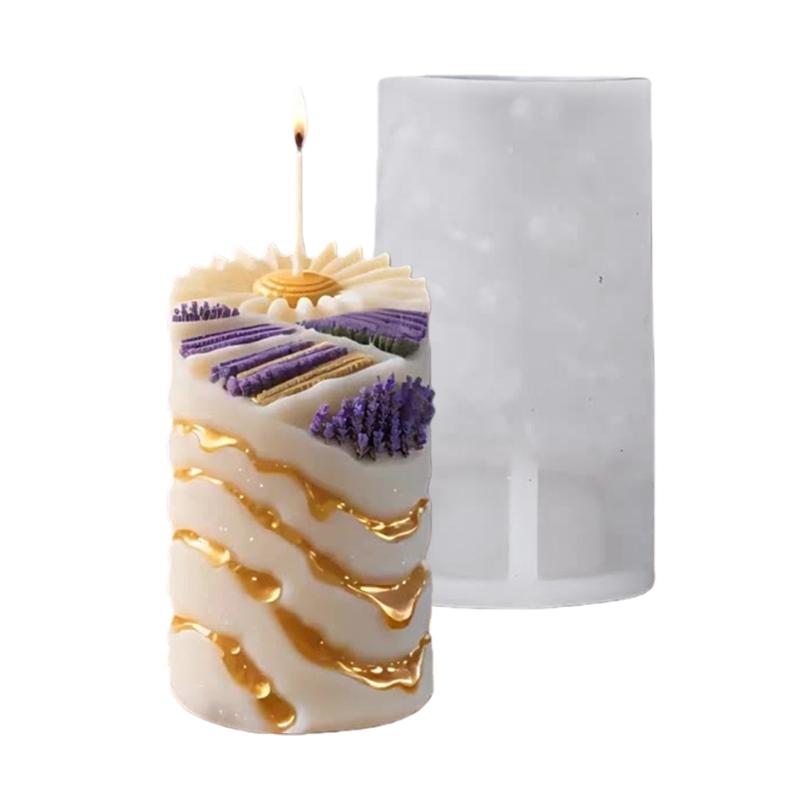 Candle Mold,Column Silicone Mold for Candle Making Cylinder Lavender Candle Mold for Handmade Soap,Aromatherapys Candle