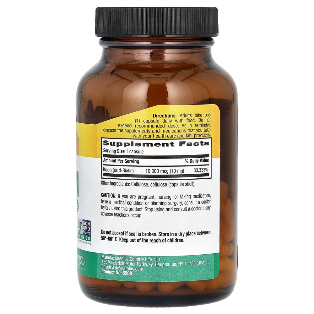 Country Life Biotin 10 mg, 120 Vegan Capsules