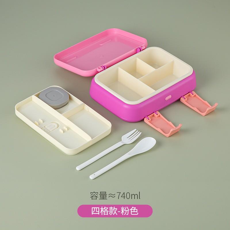 Kids Cartoon Double-Layer Bento Box Microwave-Safe Lunch Container With Utensils Portable Food Storage