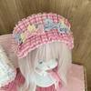 Elegant Pink Plaid Headband Imitation Pearl Lolita Hair Band Lace Bow Hair Accessory  Daily Wear