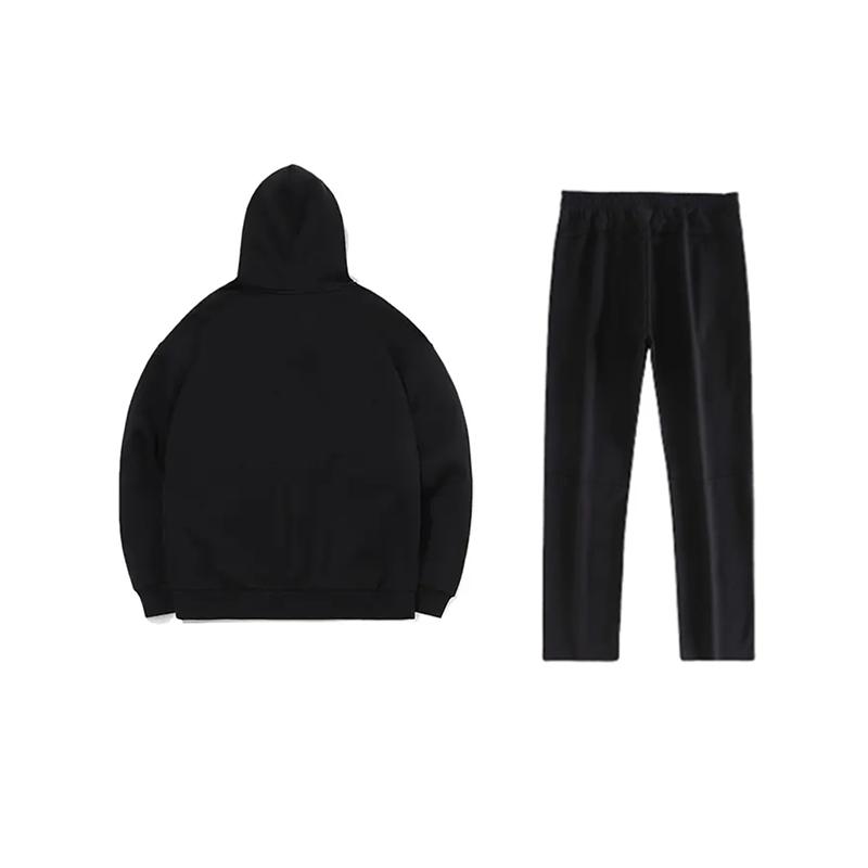 Li-Ning Embroidered Logo Simple Loose Comfortable Hooded Cardigan Sweatshirt Casual Sports Suit Unisex sweatshirt Black YWDV363-1+AKLU881-1