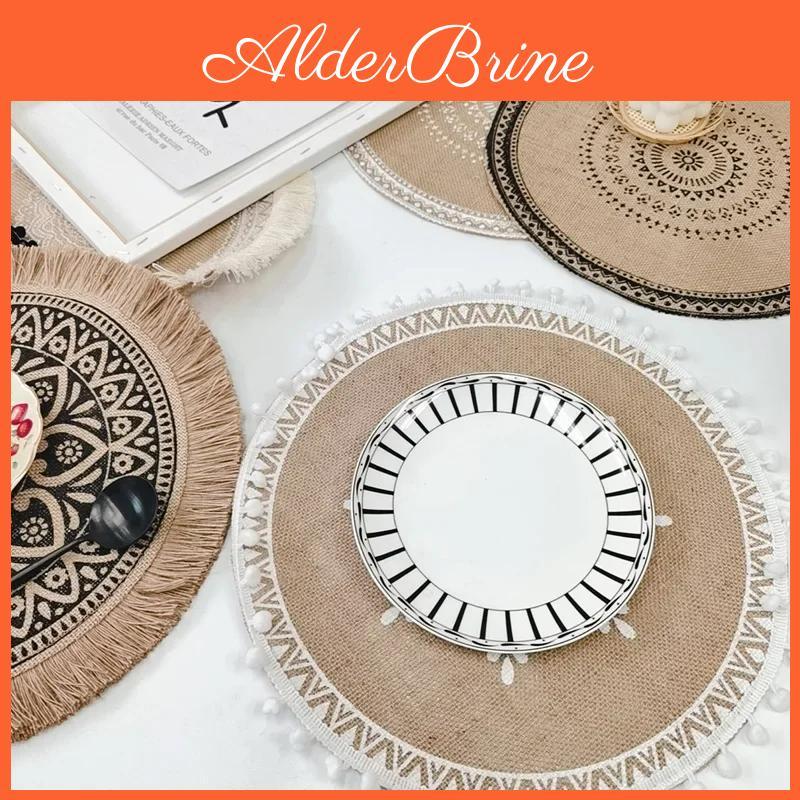 Table Print Round Flower 1pc Placemat Nordic Style Nonslip Placemat Heat Insulation Furniture Decoration Mat Coffee Cup Mats