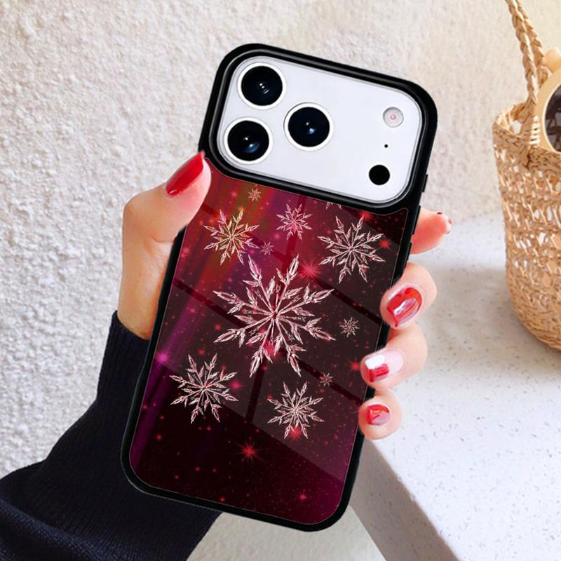 Winter Snowflakes Red Phone Case For iPhone 17 Air 16 15 14 13 12 11 Pro Max Plus