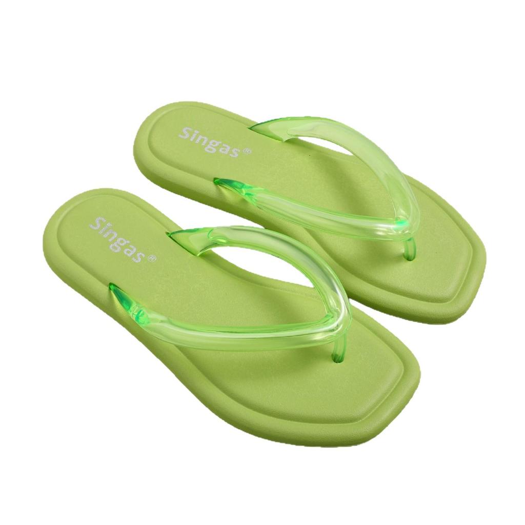 Damtofflor med genomskinlig tårem: Mjuka sulor halkfria sandaler för strand & hem