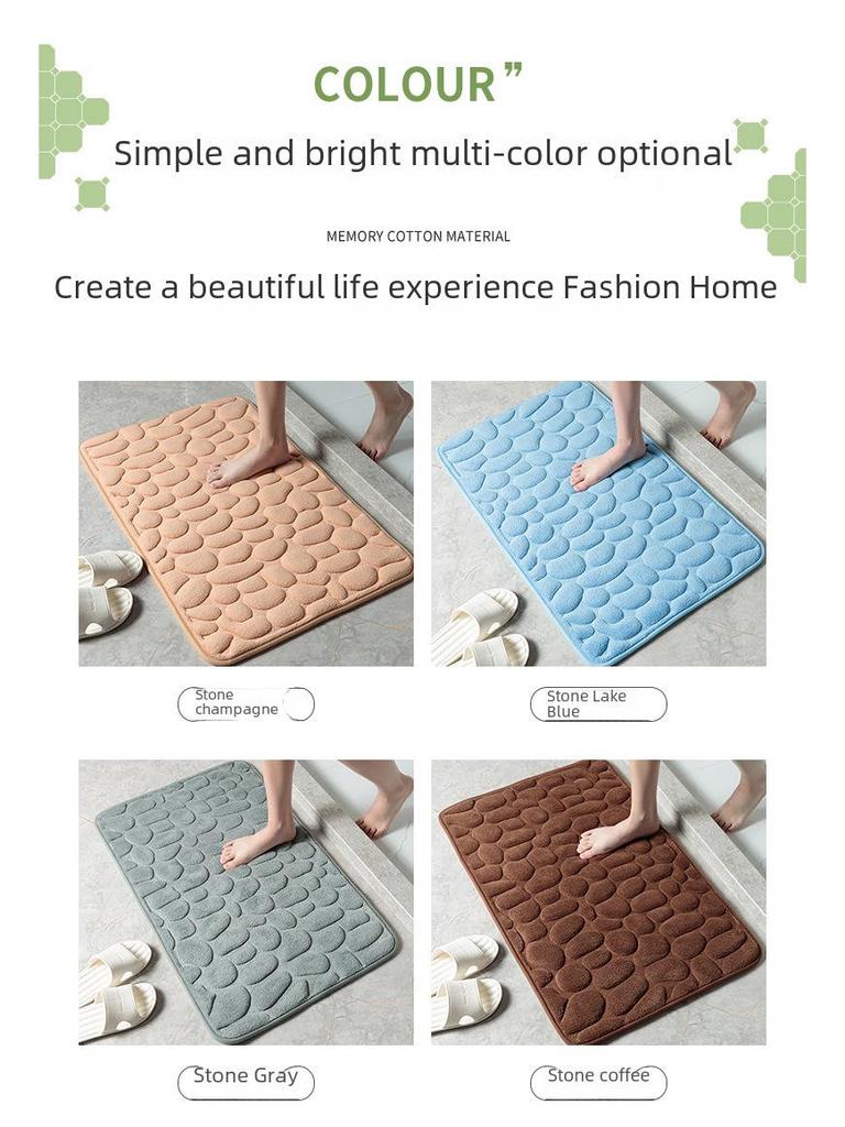 Pebble Embossed Water-Absorbent Non-Slip Door Mat – Cute, Durable Carpet for Bathroom and Entrance.