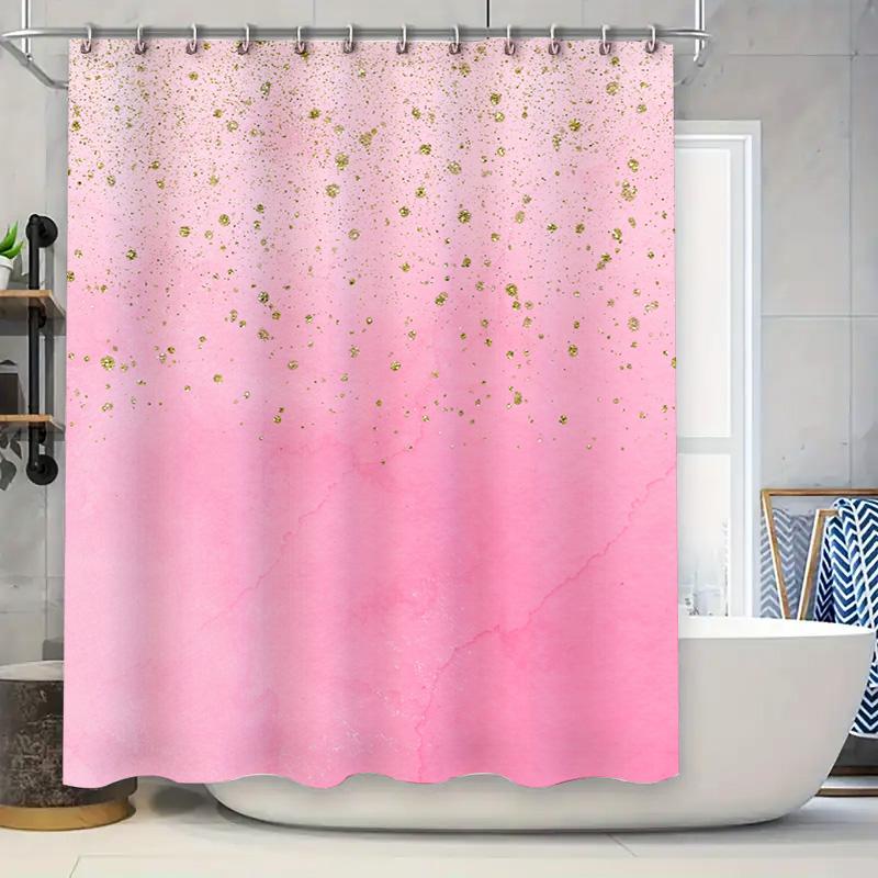 

Luxury Gradient Pink Gold Foil Shower Curtain Waterproof Decorative Bath Room Home Decoration Size Customizable W60H190(CM)-1 Pcs