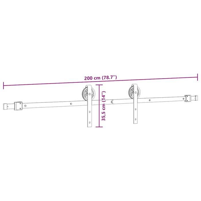 VidaXL Kit de quincaillerie de porte coulissante 200 cm Acier Noir, quincaillerie de porte coulissante, galet de porte 4009725