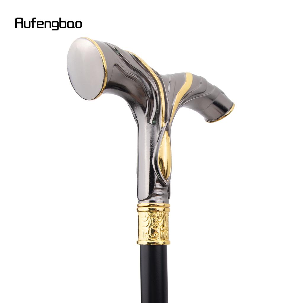 Golden Black Flowing Lines Luxury Fashion Cosplay Walking Stick Party Decorative Cane Elegant Crosier Knob Walking Stick 92cm