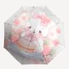 1pc Cake and Cute Bunny Automatic 3-Fold Fashion Umbrella Design, Cute Cartoon Pattern, Portable Outdoor Umbrella, Perfect, Holiday Gift for Disney Fa