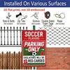 2D Flat 1pc Soccer Players Parking Only Metal Sign 7.87x11.81inch - Aluminum Funny Sports Parking Decor for Home, Garage, Driveway, Man Cave