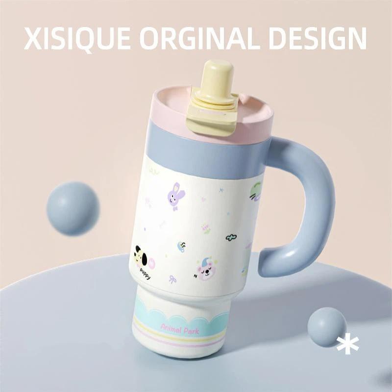 Cute Cartoon 850Ml Stainless Steel Insulated Tumbler With Handle Leakproof Water Cup For Car Office Camping Women Outdoor Use