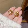 Trendy Style Matte Finish Vintage Earrings Gold Plated Geometric Design Ear Clip Curved Shape Ball Earrings Women Jewelry
