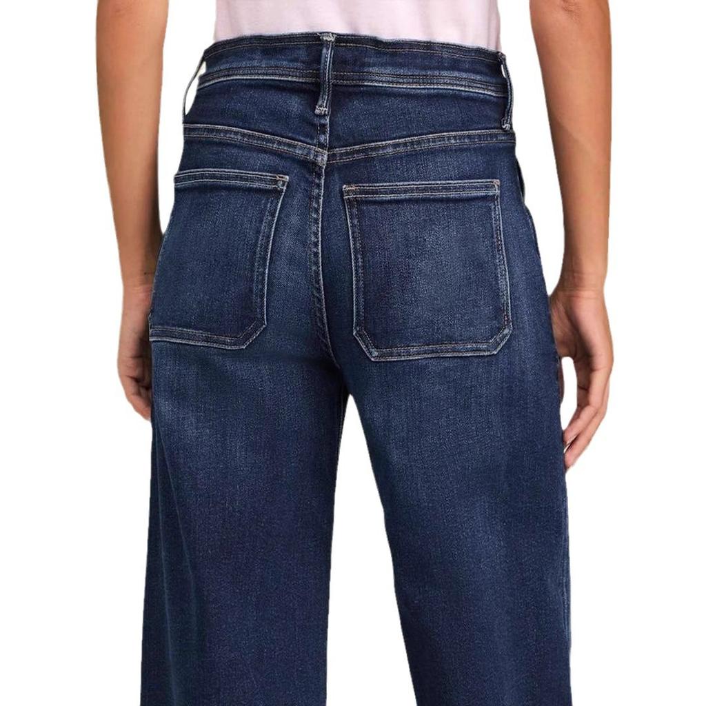 Women's Spring Lace Up Elastic Jeans Straight Leg Wide Leg Pants