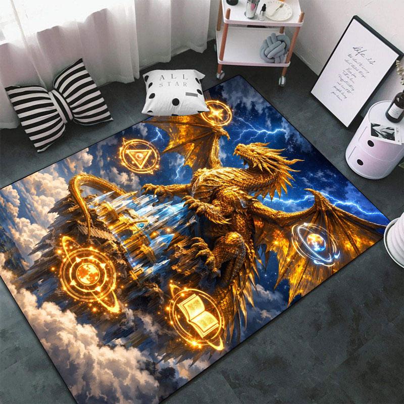Golden Dragon Magic Castle Carpet Living Room And Bedroom Mats Printing Art Christmas Gifts Office Chair Cushion