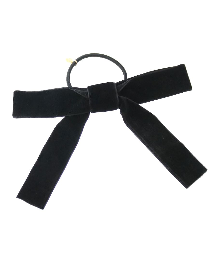

Kobe VINGTAINE Pony Hook Ribbon Velvet Long Ribbon Hair Accessories Classic Elastic H7790-BK-HGOM Black/Women