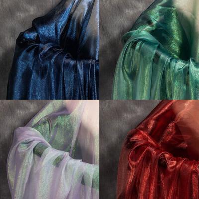 1M Laser Gradient Organza Fabric Soft Mesh Organza Designer Fabric For Diy Dress Stage Garment Background Shooting Cosplay
